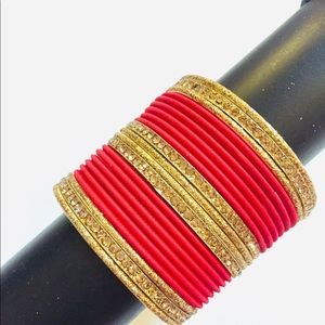 Indian Pakistani bangles set Red & gold Bridal bangles set